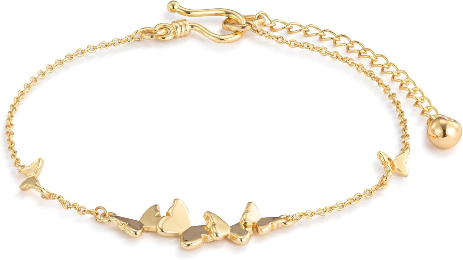 DEMDACO Women's Everyday Fashion Bracelet, 6.5 Inch Gold-Plated, Butterfly Cluster - Image 4