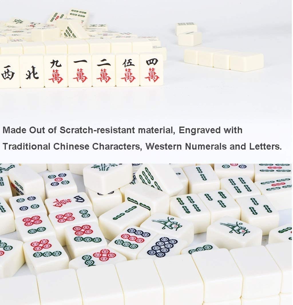 Set di gioco professionale cinese Mahjong - PRO Set - con 144 piastrelle di medie dimensioni, realizzato in melammina materiale 42mm imitazione giada famiglia tempo libero (per gioco in stile ci
