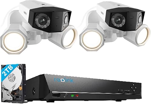 REOLINK Sistema de cámara de seguridad 4K, cámara IP en ángulo ultra amplio de 180°, detección avanzada de inteligencia artificial, reflector de