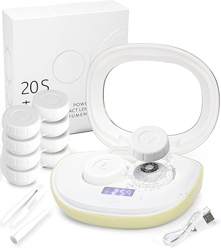 Miniatura 9 de ofone Limpiador de lentes de contacto, máquina de limpieza ultrasónica de lentes de contacto con cargador USB, pantalla de temporizador y kit de 5