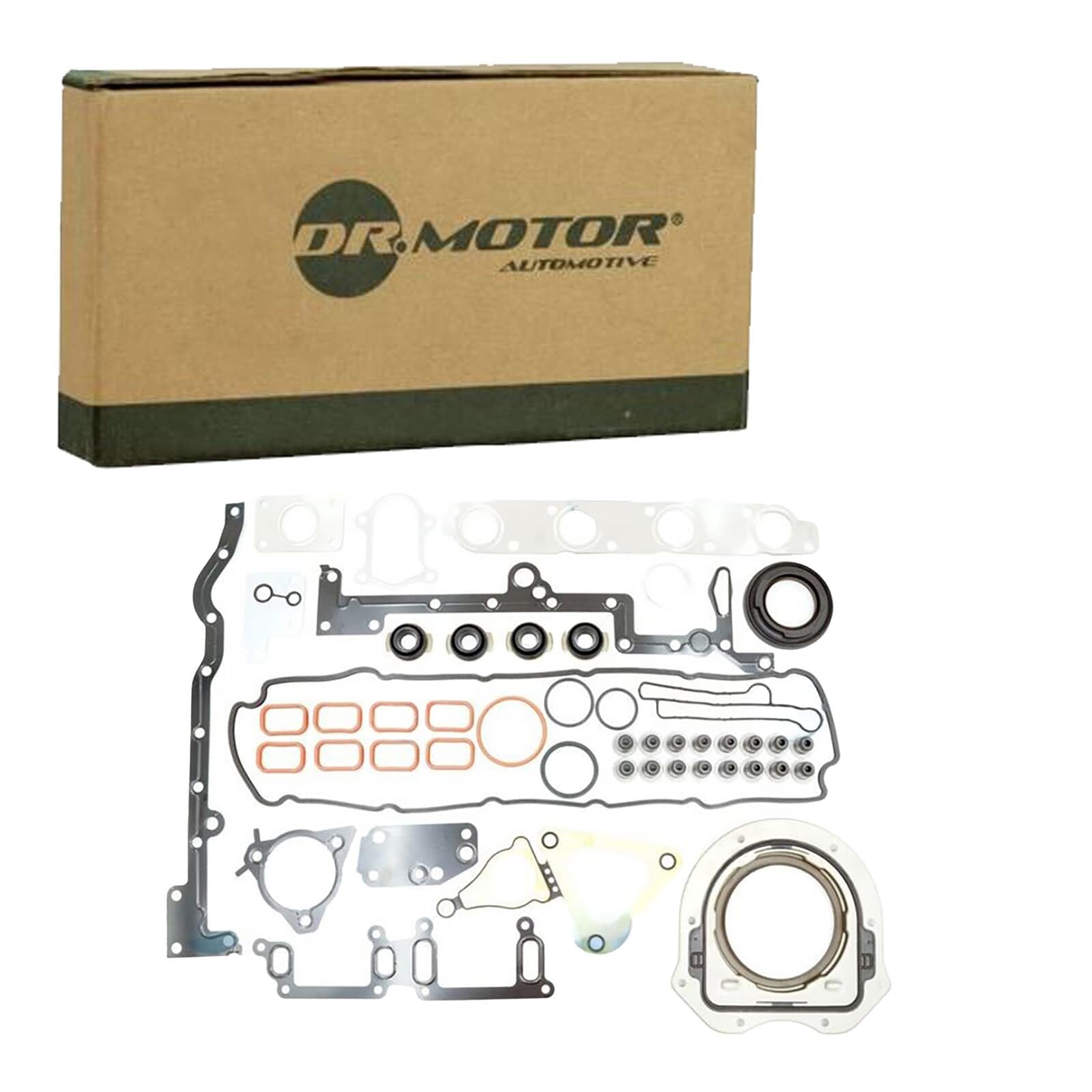 DR.MOTOR AUTOMOTIVE DRM62101 Kit guarnizioni motore con paraolio-albero a gomiti con guarnizione cappa testa del cilindro con guarnizione tenuta stelo valvola senza guarnizione testata con