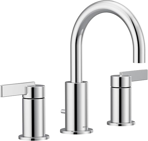 Miniatura 1 de Moen T6222 CIA Collection - Kit de grifería de baño de arco alto de 2 manijas de 8 pulgadas, requiere válvula, cromado