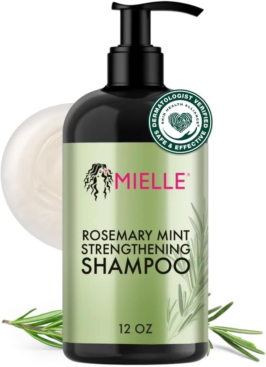 Mielle Organics Rosemary Mint Strengthening Shampoo Infused with Biotin, Cleanses and Helps Strengthen Weak and Brittle Hair, 12 Ounces