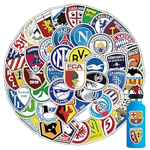 102Pcs Soccer Team Club Fans Logo Sport Stickers for Boys，2022 World Cup Football Sticker，Vinyl Waterproof Decal for Water Bottles Car Laptop Luggage Motorcycle Snowboard Phone Cute Decal Kids Teens
