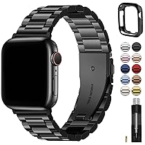 Fullmosa Cinturino per Apple Watch 44mm 45mm 42mm 46mm 49mm 40mm 41mm 38mm, Cinturino Acciaio Inossidabile Compatibile con Apple Watch Ultra3, SE3 2 1 Serie 11 10 9 8 7 6 5 4 3, per Uomo e Donna, Nero
