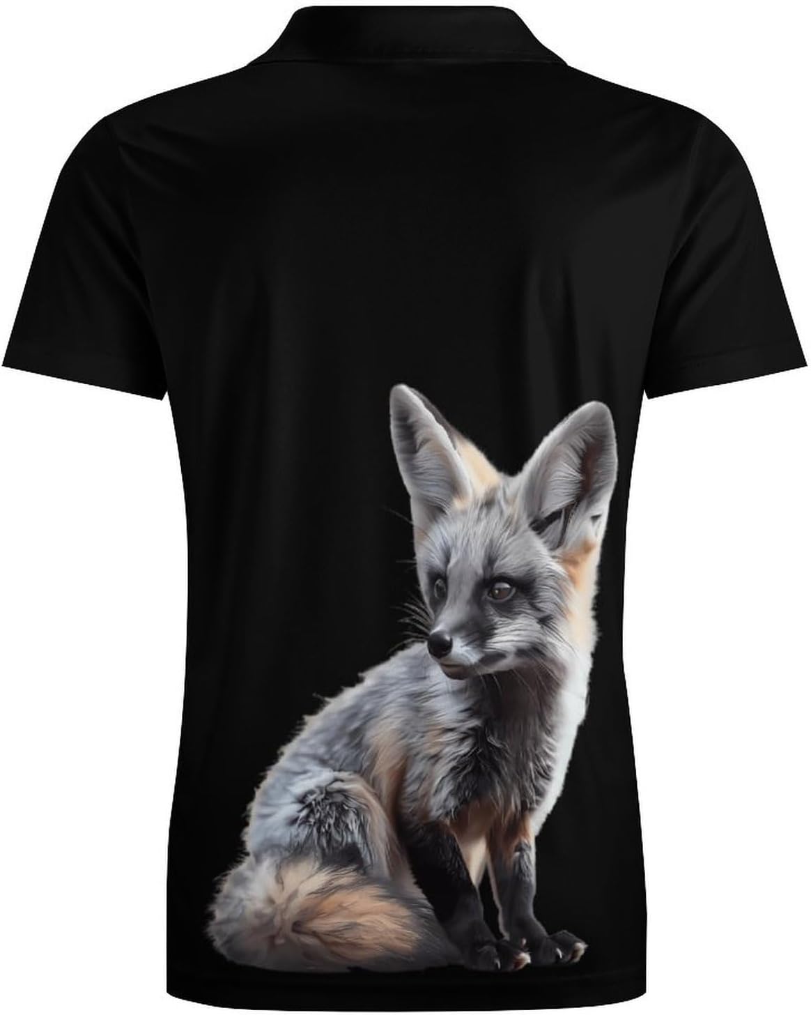 Bat-Eared Fox Novelty Golf Shirt Polo Shirts Short Sleeve for Men Casual Tops with Pocket