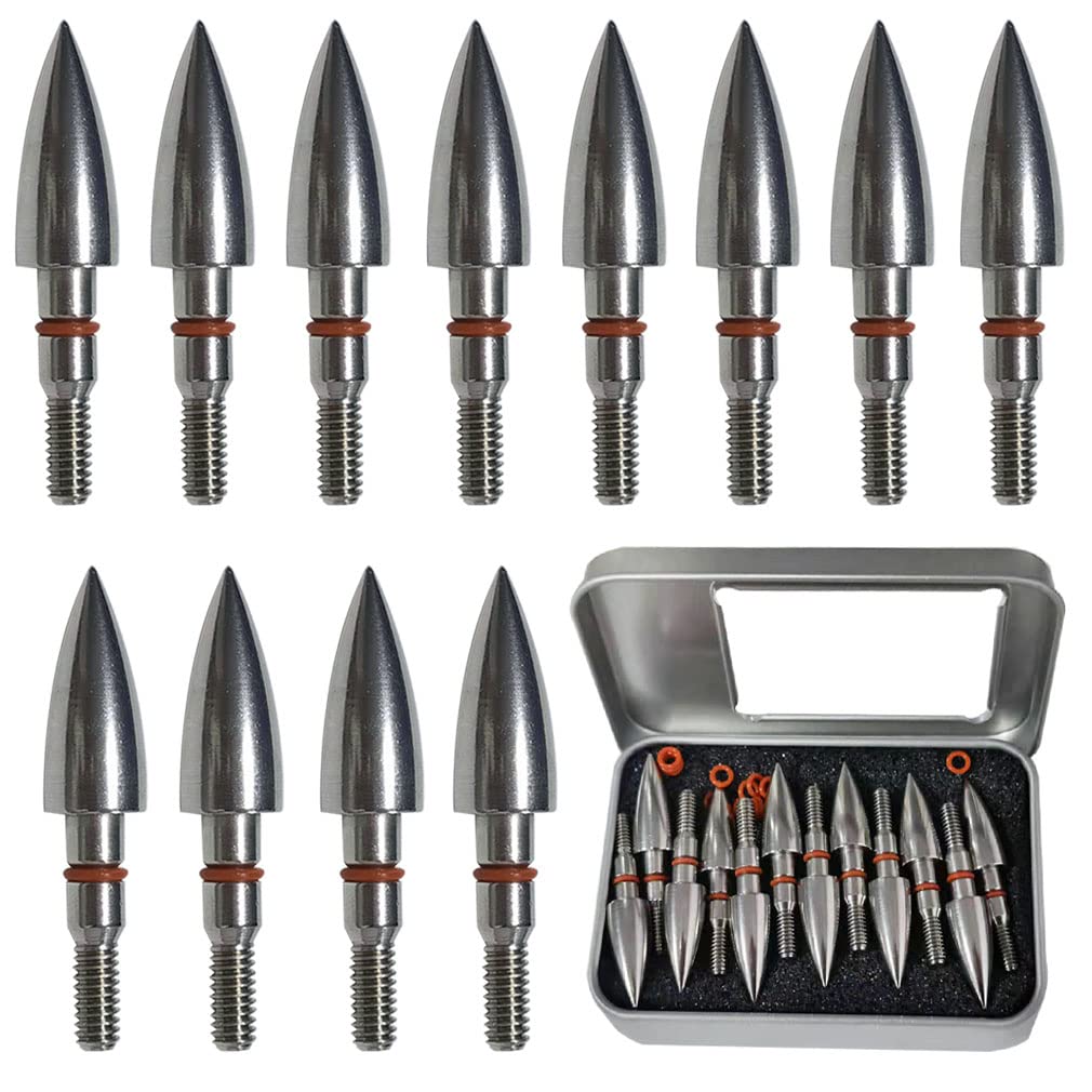 100/125/150/200/300 Grains Archery Field Points Practice Field Tips, Archery Target Practice Hunting Arrow Tip for Recurve, Compound Bow Crossbow, Stainless Steel Screw in Broadheads