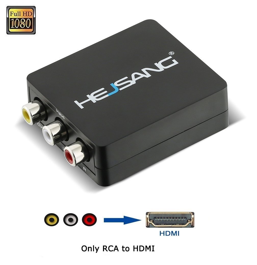 HDMI Converter, HEJSANG Full HD 3 RCA CVBS Composite AV to HDMI Converter Adapter Upscaler 1080P with USB Charging Cable, Supporting PAL/NTSC for TV/PC/ PS3/ STB/Xbox VHS/Blue-Ray DVD Players