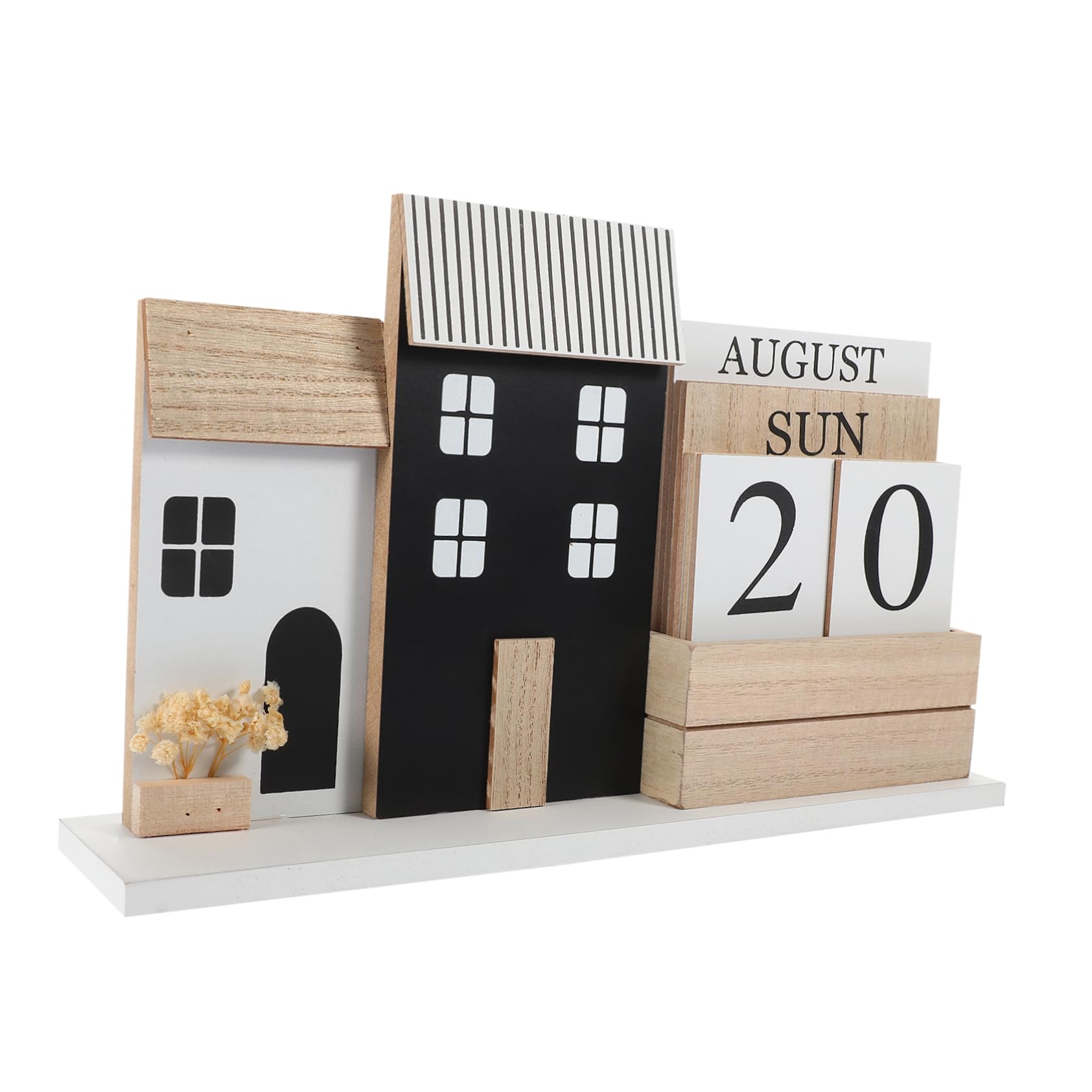 Calendario De Madera Vintage Decoración De Escritorio Accesorio Multifuncional