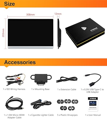 Miniatura 11 de XTRONS Reproductor de video 4K de 13.3 pulgadas - 2G+32G Android Car TV Monitor Tablet para asiento trasero con Wi-Fi y Bluetooth, pantalla táctil