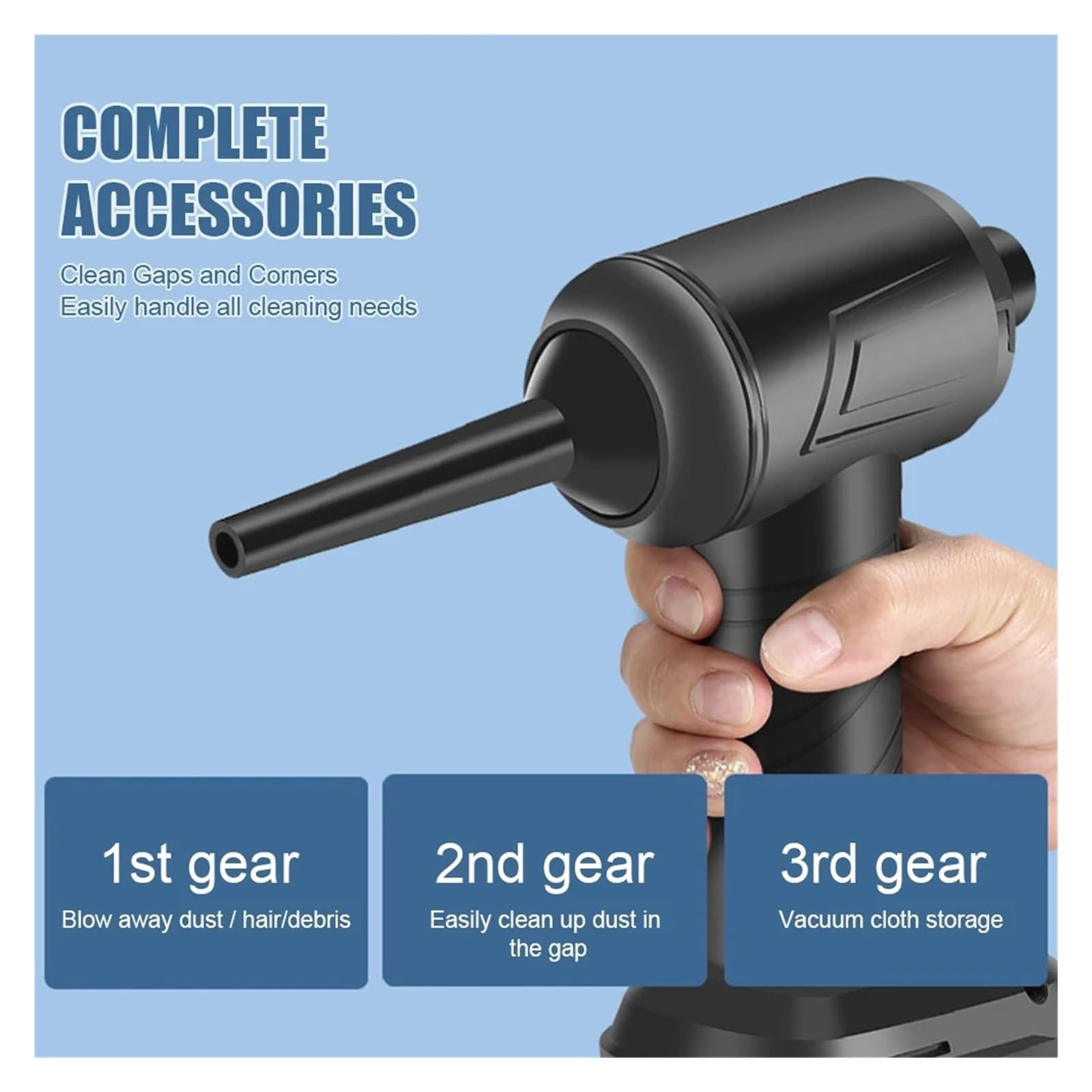 Aspiradora De Coche Inalámbrico 300W, Portátil Mano con Fuerte Succión 12000PA, Mini Recargable, Accesorios Limpieza Fácil Rápida Diversos Escenarios