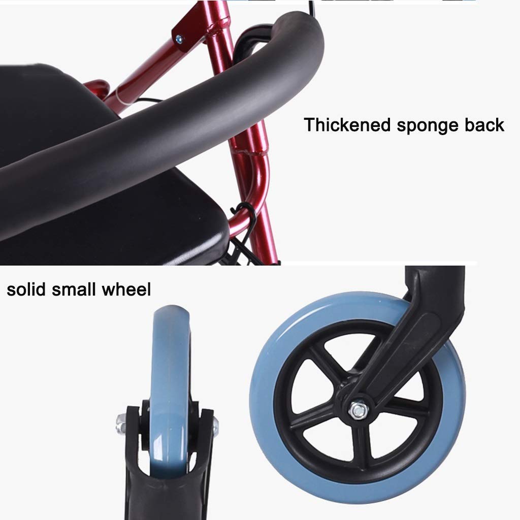 Deambulatori Deambulatore Andador Comodo Carrello Pieghevole per Anziani Walker in Lega di Alluminio Multi-Funzione Walker a Quattro Ruote Deambulatore Standard Walkers Comfortable Anniversary