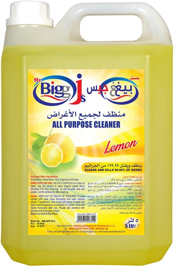 Mr. Bigg J'S All Purpose Cleaner, Lemon, 5 L