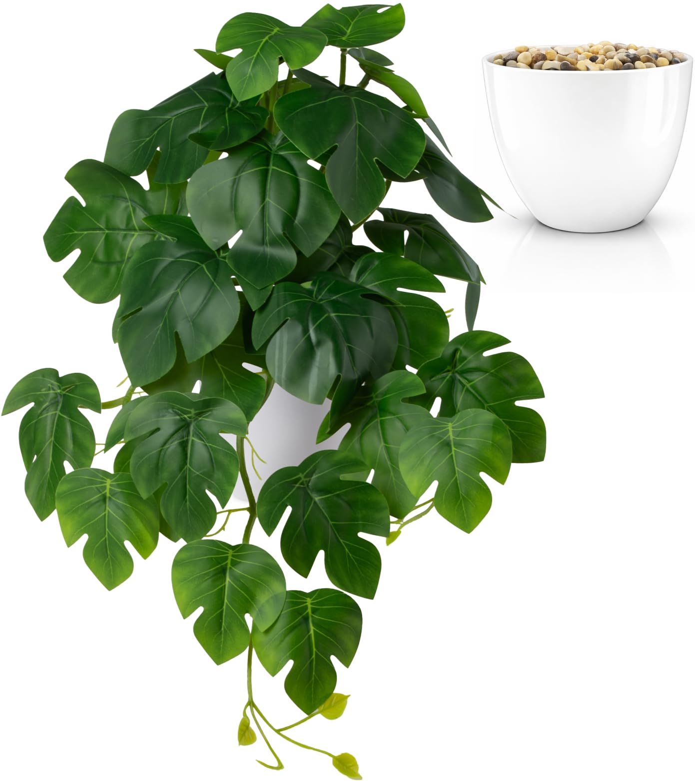 PASCH® Piante artificiali da appendere: Monstera artificiale | piante artificiali come vere | piante artificiali da appendere | pianta artificiale da appendere in vaso | pianta da appendere