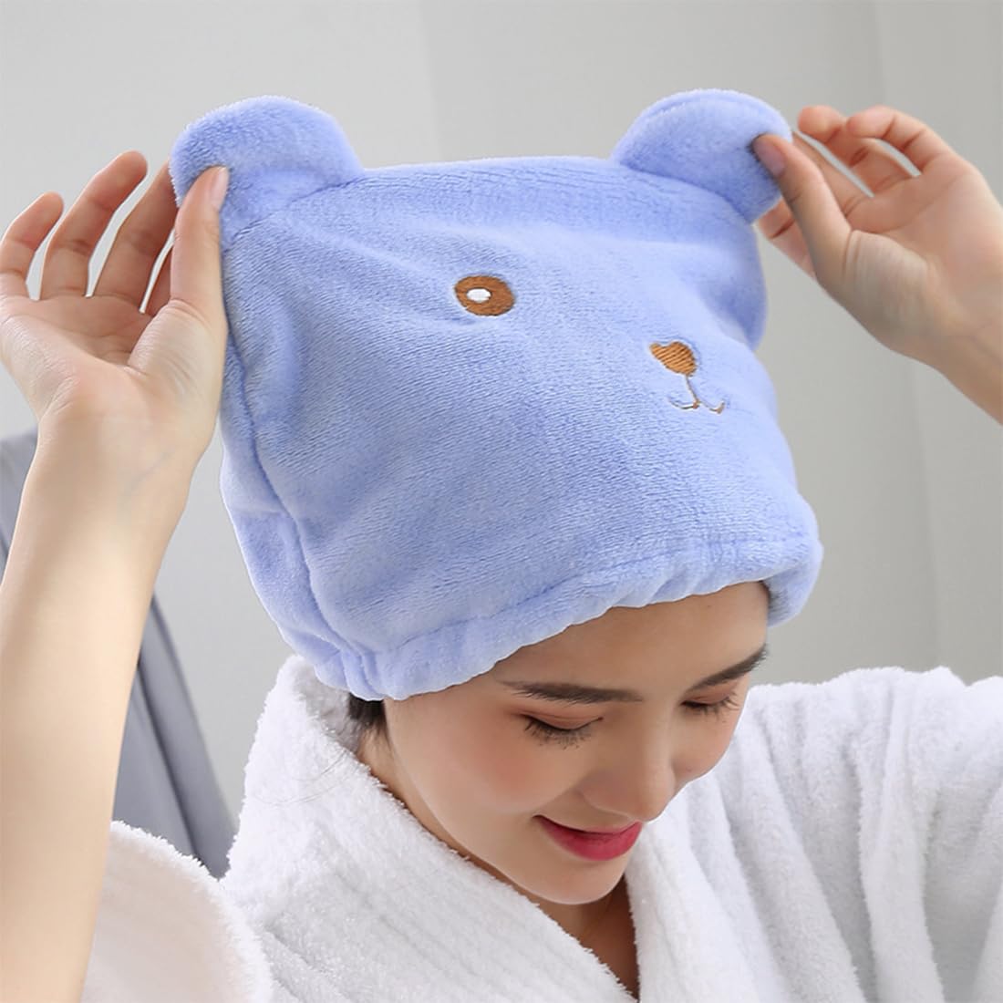 Set di 2 turbanti per capelli Asciugamano in microfibra ad asciugatura rapida per capelli, donne e bambini - Cappuccio a turbante come asciugamano per capelli per bagno e sauna