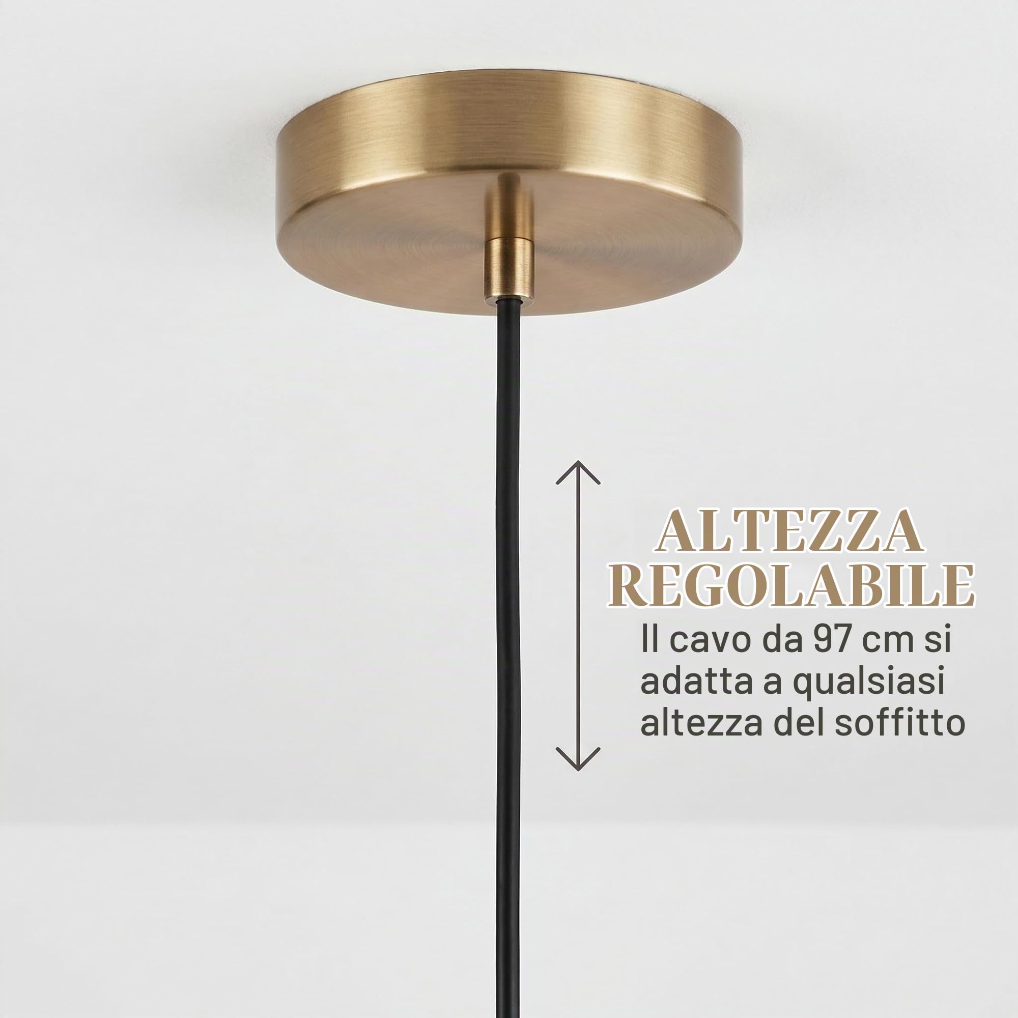BARCELONA LED Lampadario a Sospensione con 4 Sfere in Vetro Opalino Bianco, Corpo in Metallo Oro/Rame, Moderno e Retrò, Ideale per Camera, Ufficio, Scale, Sala da Pranzo, Caffè, Ingresso