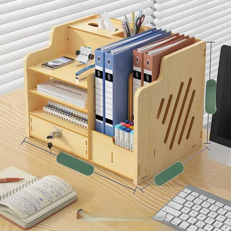 Boîte de rangement bureau A4 à compartiments avec étagère modulable
