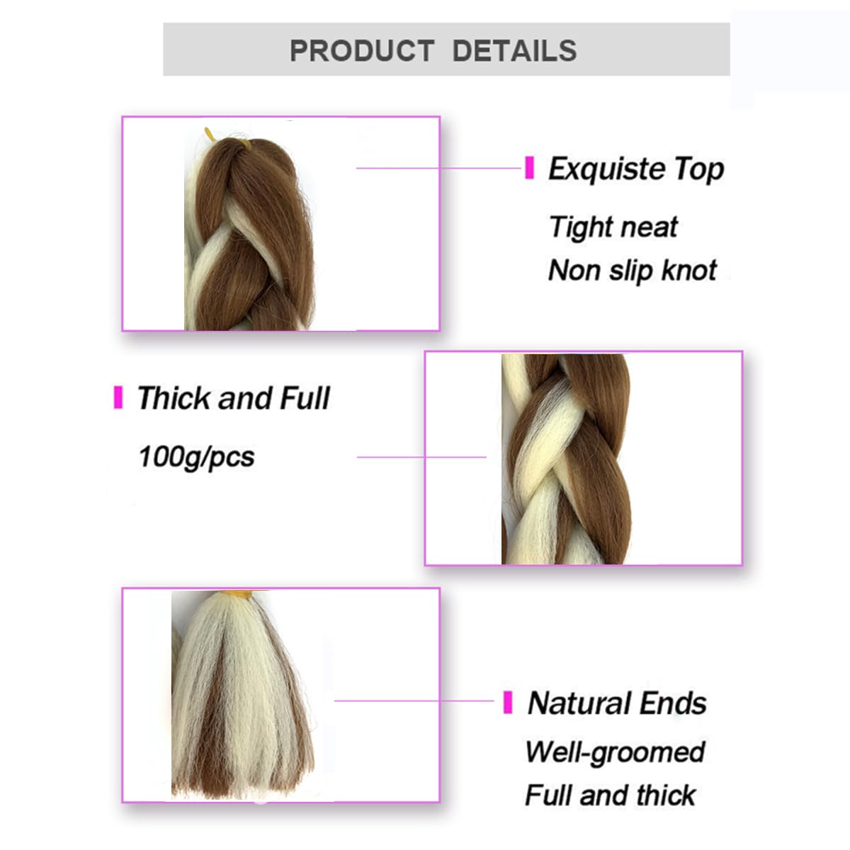 Hair for Braiding Jumbo Braids Long Ombre Hair Extensions Kanekalon Braid for Women Synthetic 24inch 1514 - Image 4