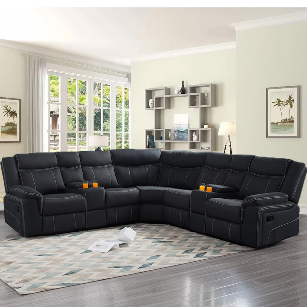 L Shaped Couch Modular Sectional Sofa With Recliner Reclining