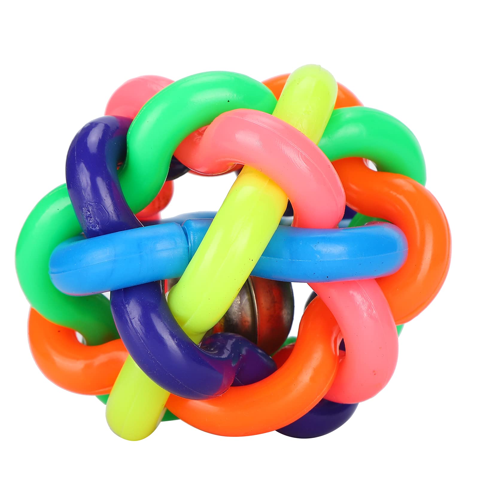 GLOGLOW Rubber Bell Sound Pet Toys 3 inch Colorful Soft Ball Chewing Interactive Wiggle Ball Dog Toy for