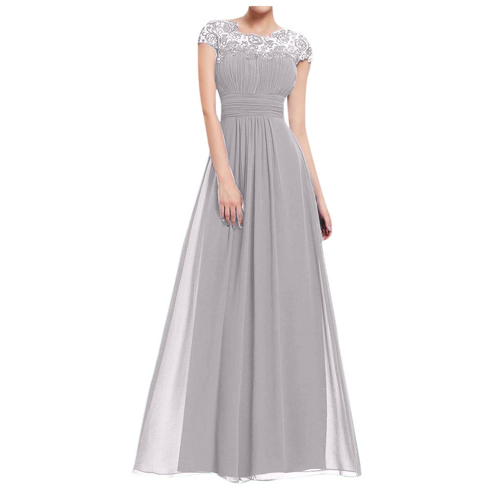 Abito Elegante Donna Cololura In Pizzo Floreale – Maniche Lunghe, Vita Alta, Lunghezza Metà Polpaccio – Perfetto Per Cocktail E Cerimonie