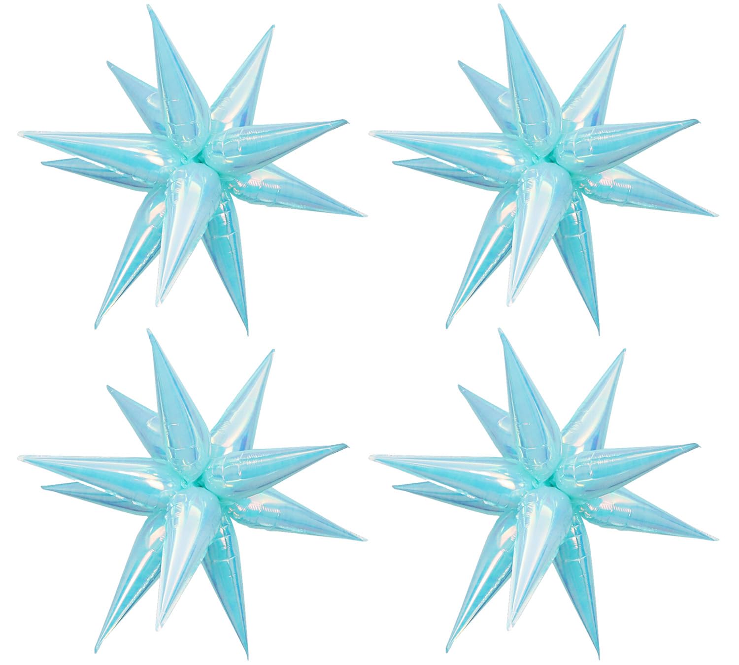 Iridescent Blue 26' Explosion Star Balloons Holographic Blue Balloons Ocean Themed Party Decorations Under The Sea Birthday Decor Boys Music Birthday Party Beach Baby Shower Winter Party Bridal Decor