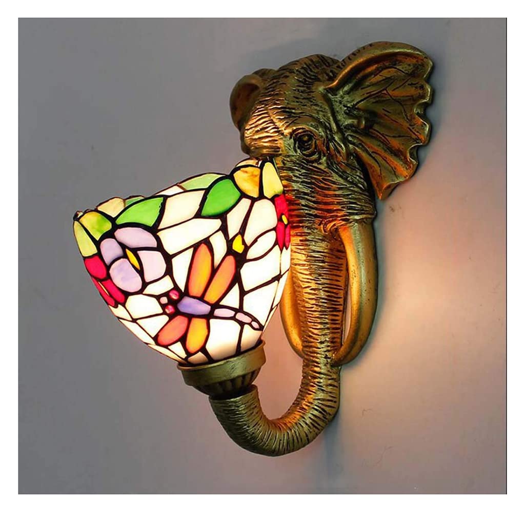 Aioneer Wall Light Vintage Tiffany Style Wall Lamp, Bronze Finish Wall Sconces Fixture For Living Room Corridor Bedroom Bedside Stairs,A