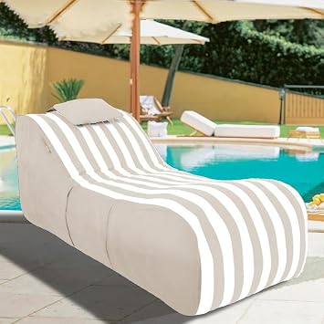 Outdoor Waterproof Bean Bag Chairs for Adults - Floating Bean Bag for Pool - Reusable Bean Bag for Swimming Without Filler Garden Beach Camp Beanbag Sofa Bed Puff LoungeKhaki