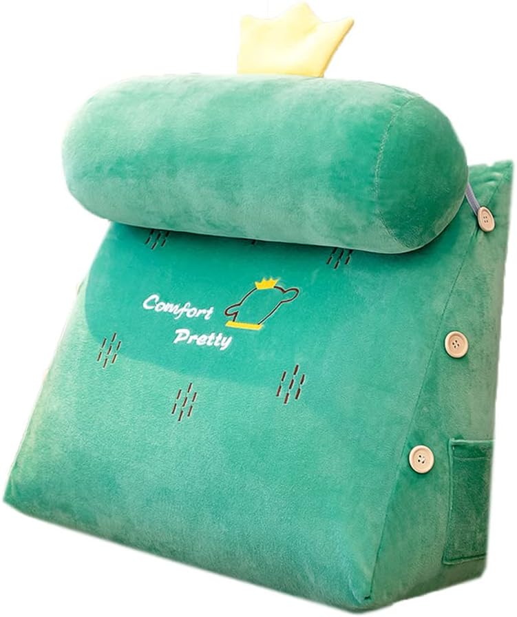 Creative Soft Reading Pillow, Bed Rest Triangular Cushion Adjustable Back Wedge Cushion Cute Triangular Wedge Pillow Sofa Waist Cushion (50×48×20cm/19.7"×18.9"×7.87", Cactus)