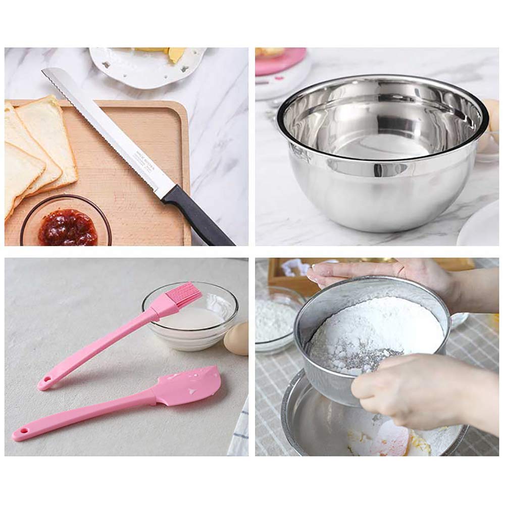 Juego de utensilios de cocina para hornear con molde para tartas, herramientas para hornear para principiantes y adultos, color negro