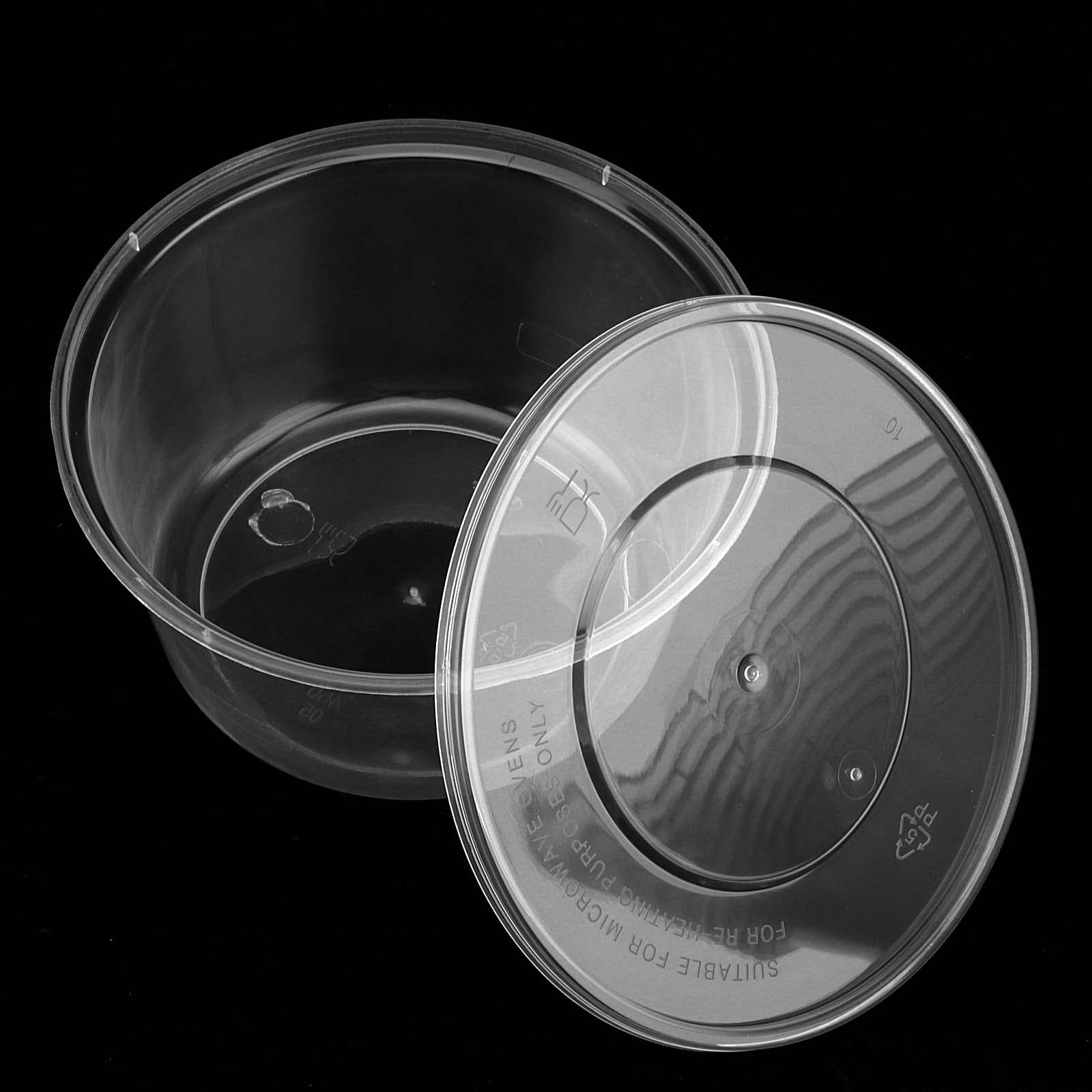 SEUNMUK Lot de 100 récipients à emporter ronds en plastique transparent de 450 ml avec couvercle, pour cuisine, restaurant