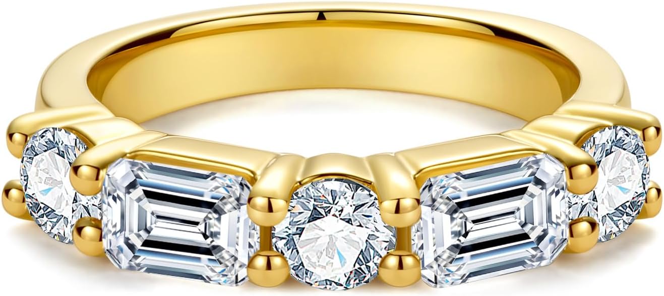 Gobaalele Cubic Zirconia Eternity Band,3CTTW Wedding Band