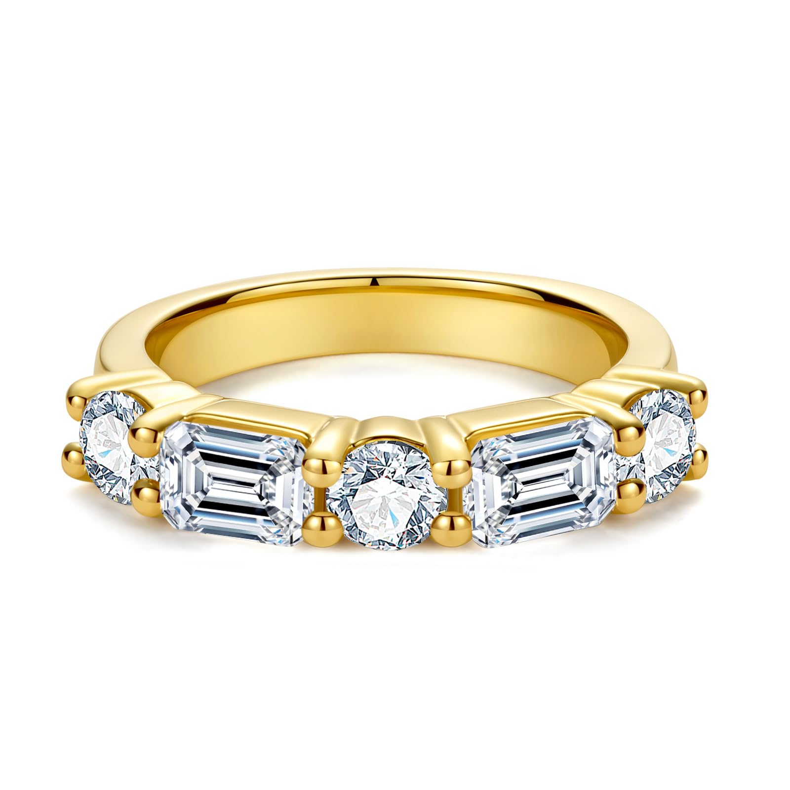 Gobaalele Cubic Zirconia Stackable Wedding Band Eternity Rings 5A Grade CZ Bridal Set Engagement Anniversary Band Ring for Women Size 5-9