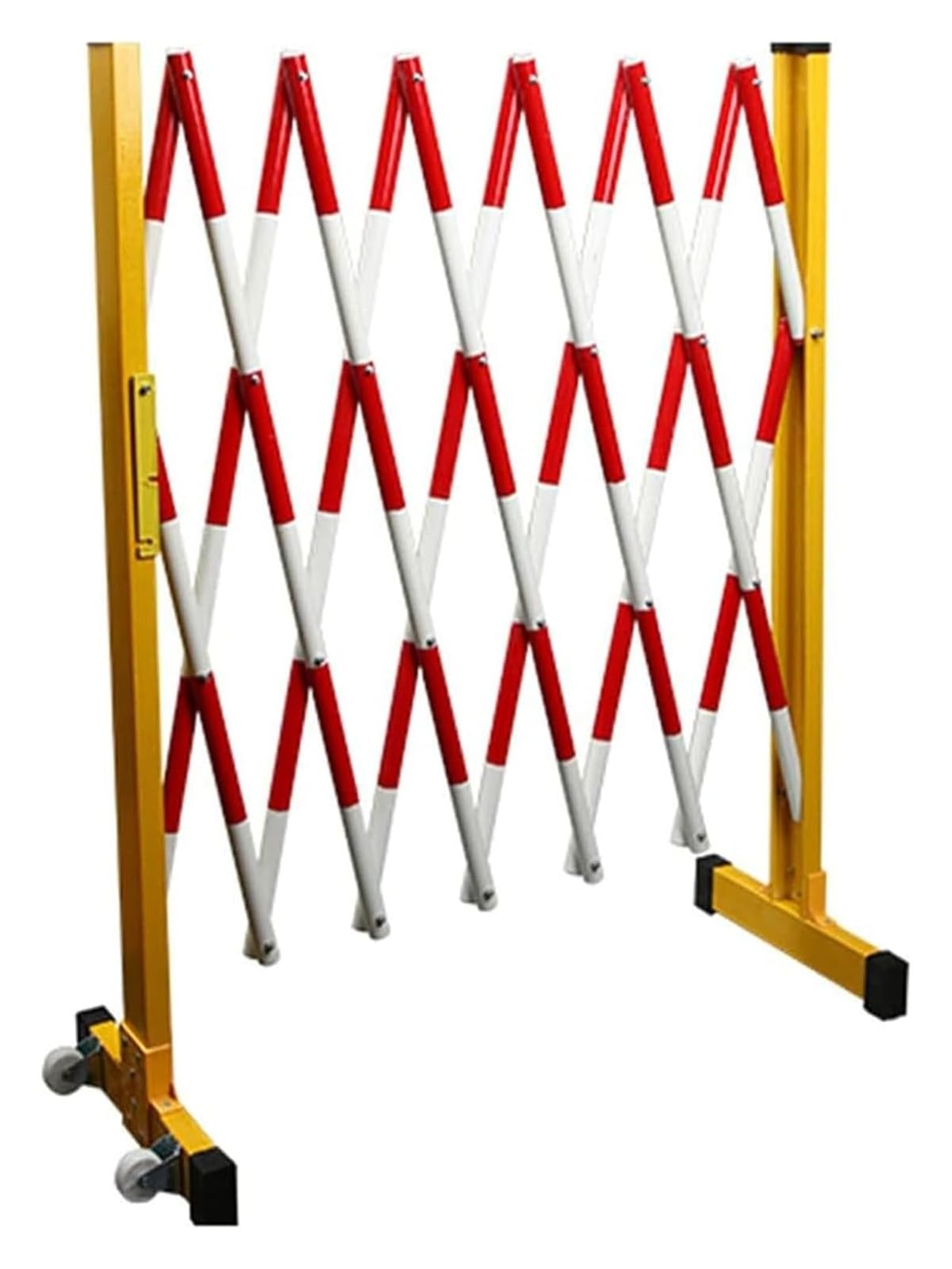 Barrière mobile pour usage temporaire extensible métallique et pliable à roulettes 1,2x2,5m