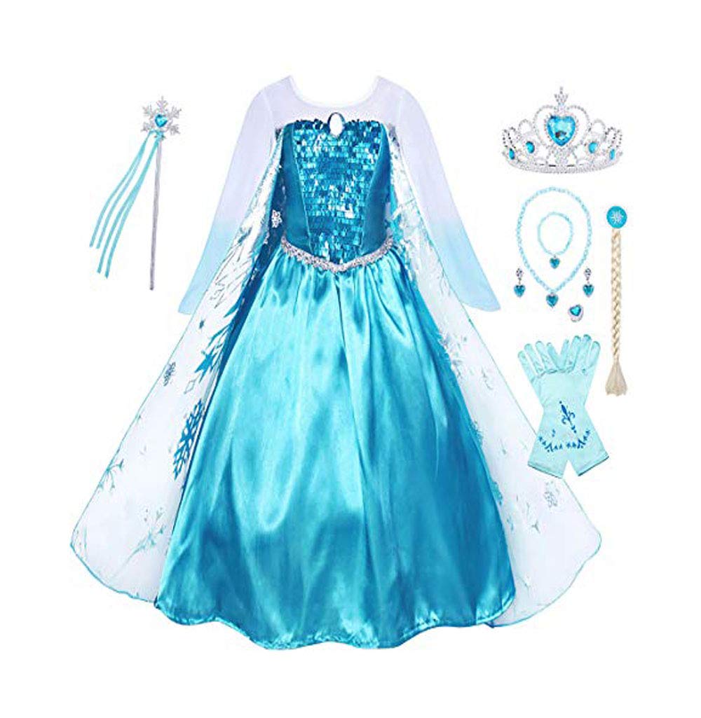 Princess Costumes Girls Dress for Toddler Children Birthday Party Halloween Christmas Cosplay Outfits Adventure Clothes Long Sleeves 2-10 Y