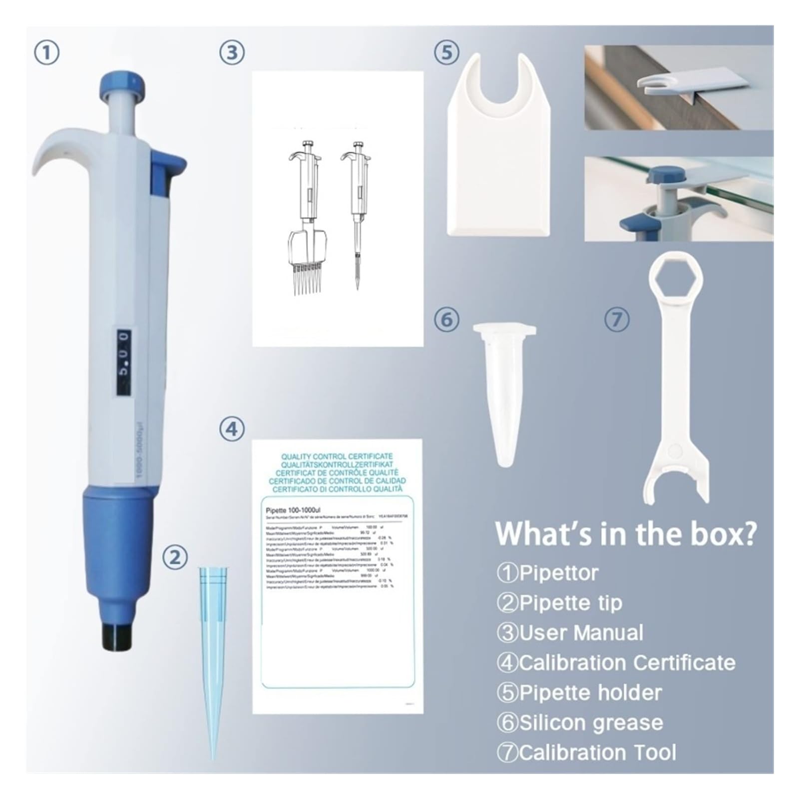 Pipette Pipette, einkanalig, digital, verstellbar, Laborpipette(20-200μl)