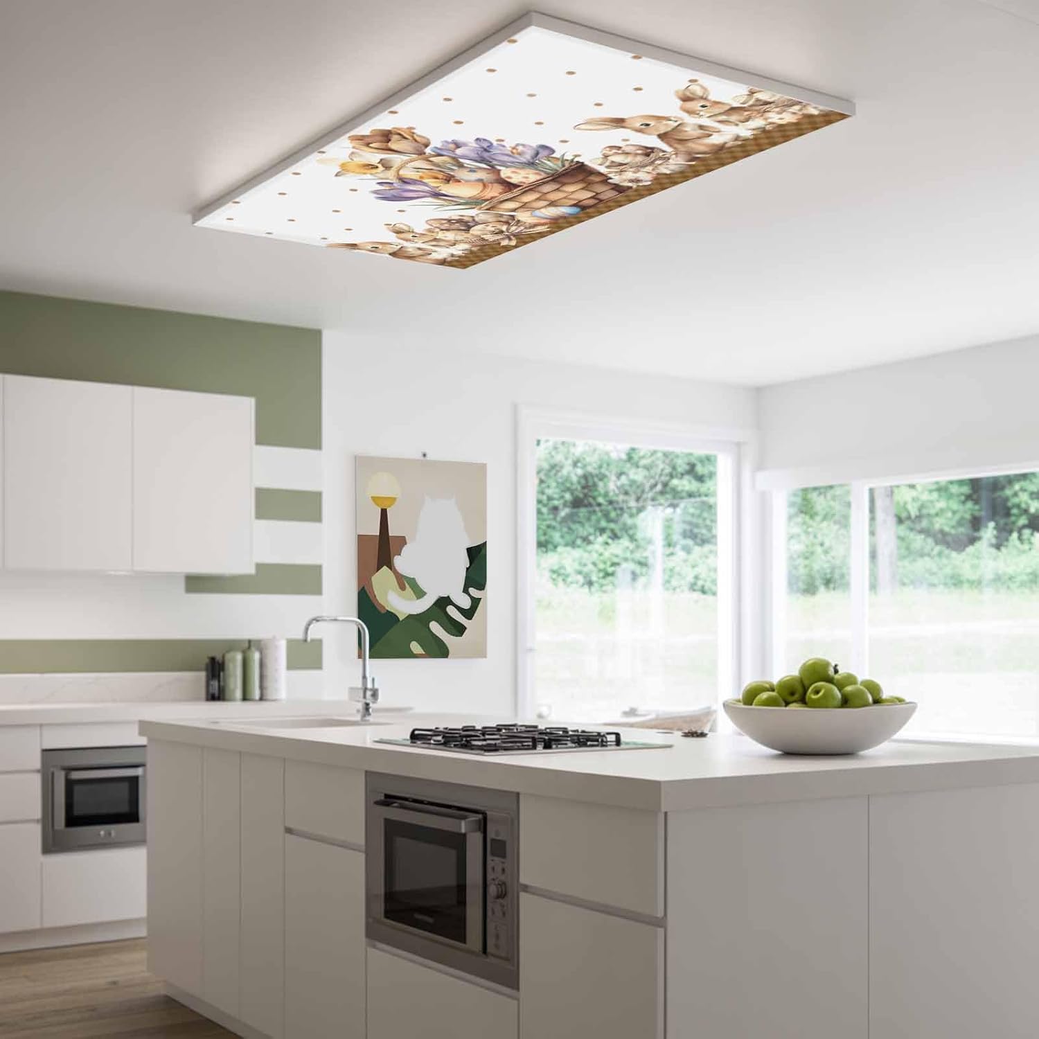 2x4 ft Fluorescent Light Cover for Ceiling Easter Rabbits Flowers Eggs Magnetic Light Filters, Coffee Colors Bunnies Ceiling Lampshades for Home School Office 4Pcs