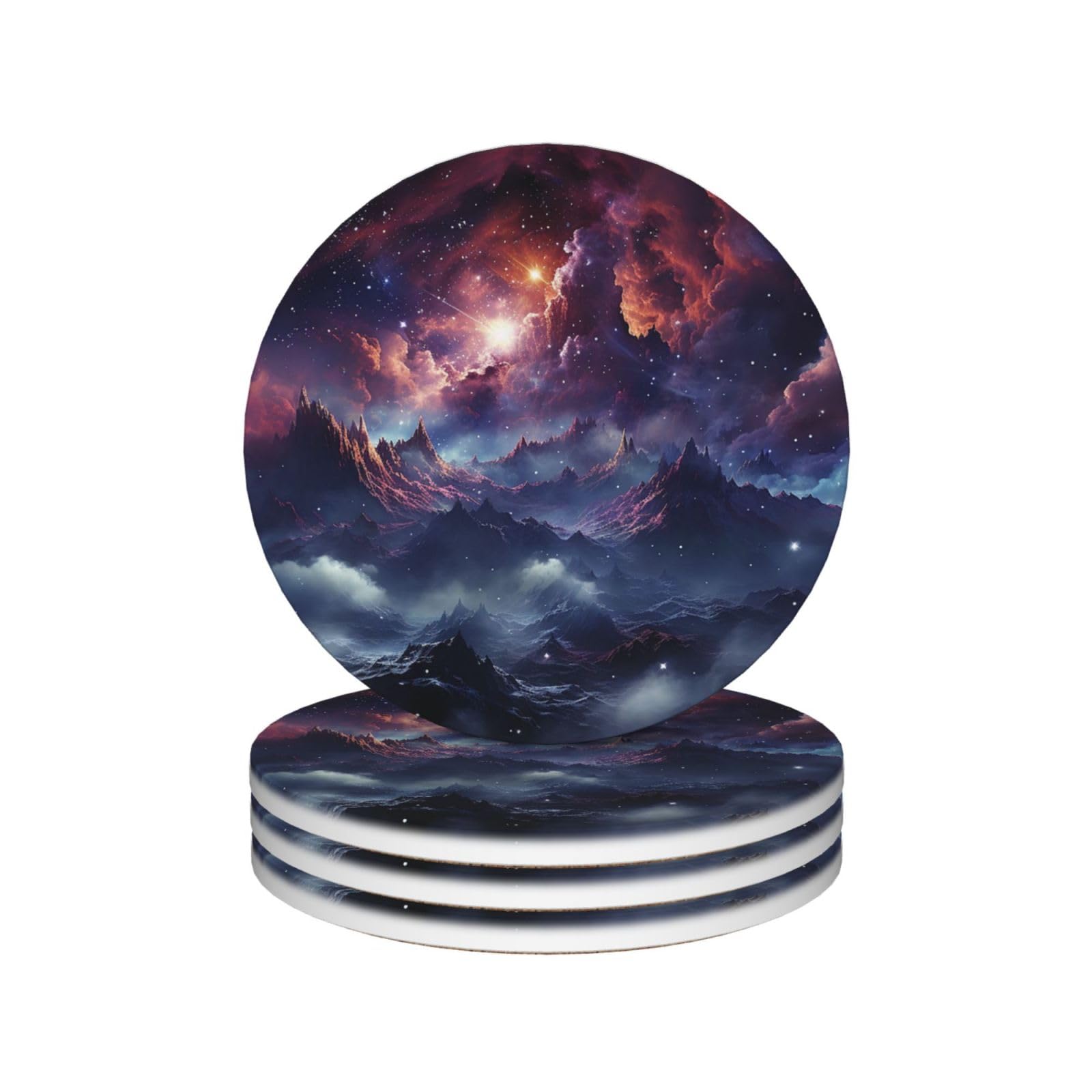Drink Coasters Set of 4 Ceramic Coaster Galaxy Coasters for Drinks Cups Mugs Mat Pads Absorbent Non-Slip Decorative Cup Coaster for Coffee Table Kitchen Bar Home Decor