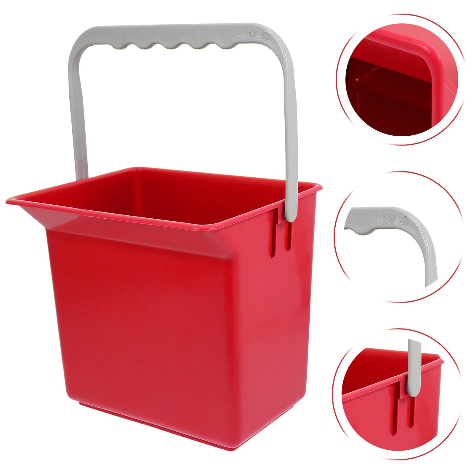 Seau de Nettoyage Rouge avec Poignée Poubelle de Voiture Compacte avec Échelle Graduée Seau pour Produits de Nettoyage pour Voiture et Suv Plastique Pratique pour Gestion des