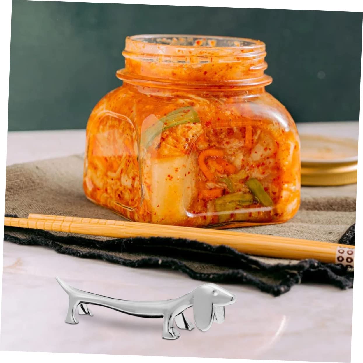 BESTonZON 8 Pcs Cucciolo Bacchette Riposo Mini Spatola Mini Cucchiaio Bassotto Statua Supporto Forchette Cremagliera Bacchette Cuscino Forniture Per La Cena Portaposate In Metallo