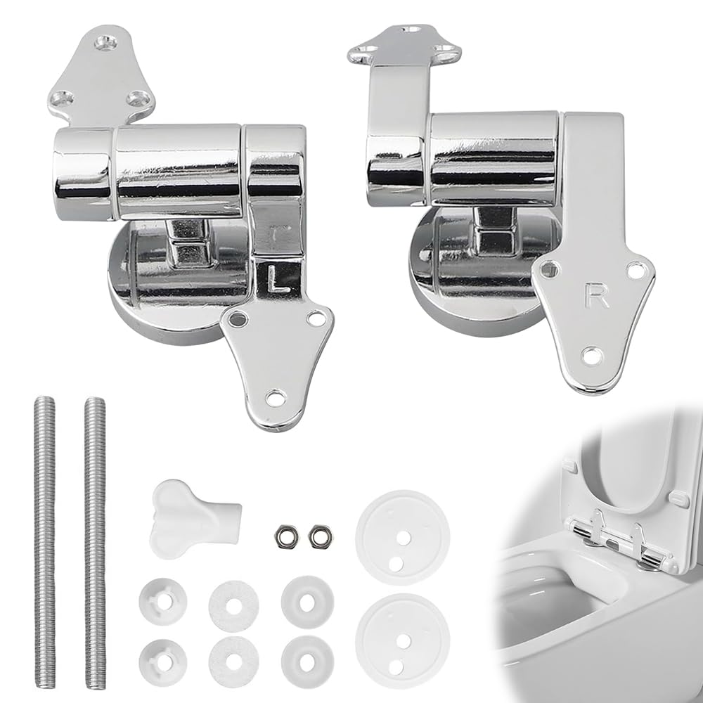 2 Bisagras Asientos de Inodoro, Universal Bisagra Tapa WC de Aleación de Zinc Reemplazo de Asientos Bisagra de Desaceleración para Inodoro Accesorios para la Mayoría de Asientos de Inodoro