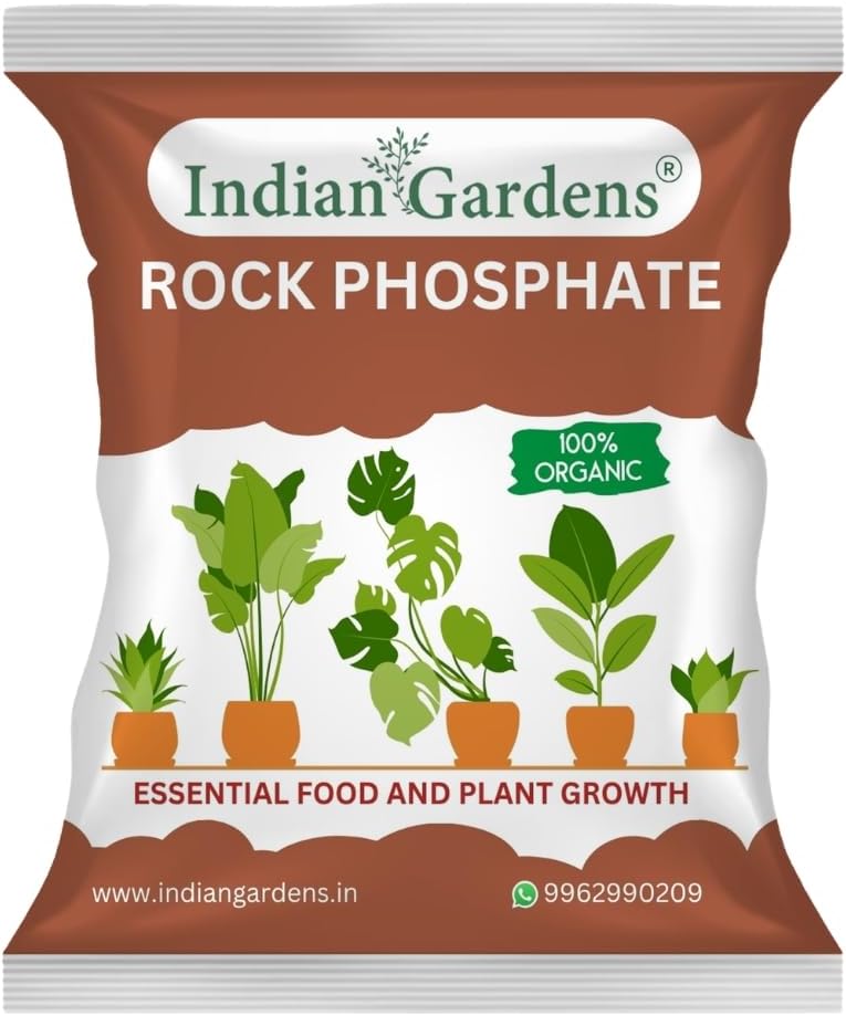 Indian Gardens - Rock Phosphate Fertilizer For All Plants |Natural |Organic |Phosphate | Slow-Release 900 Grams