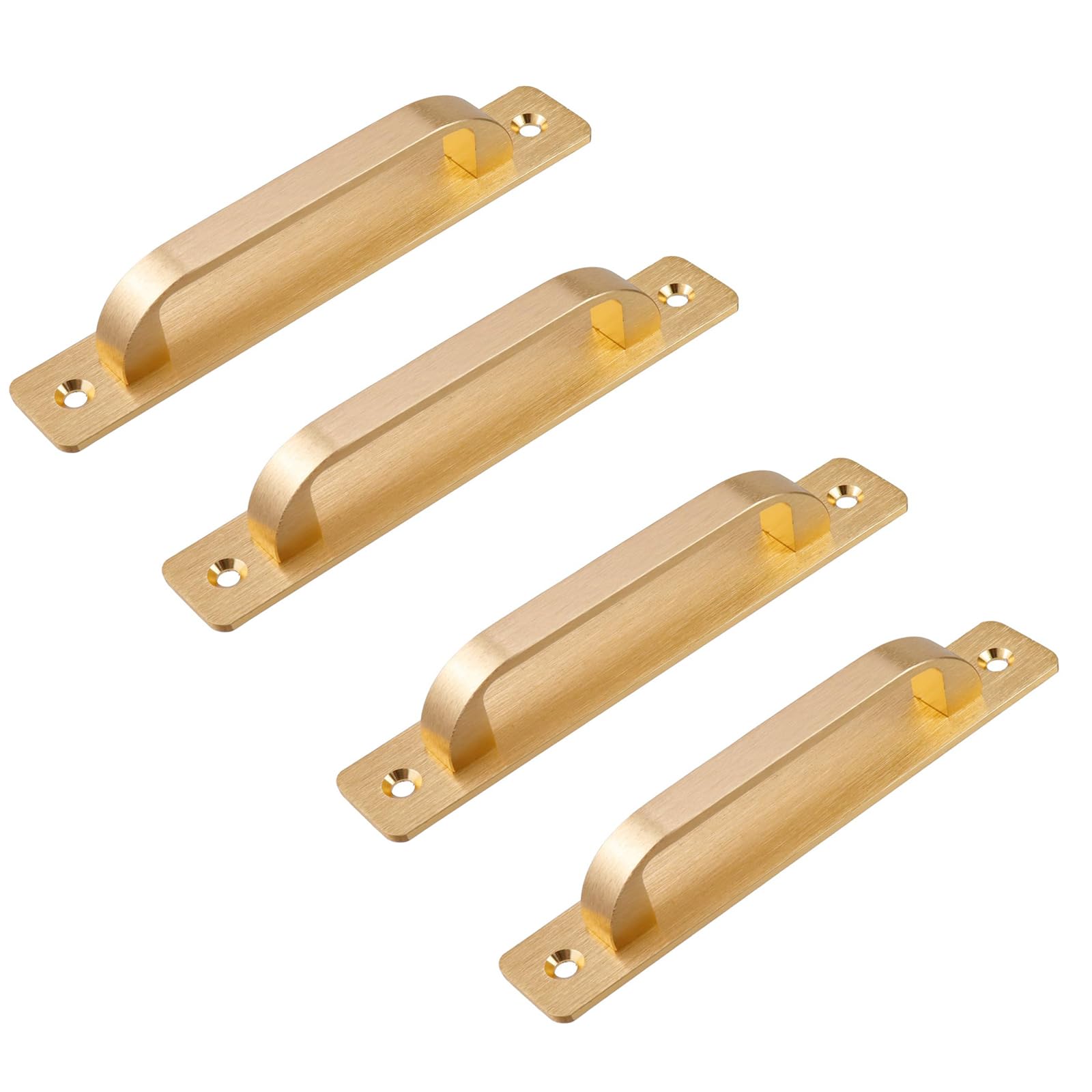 Coshar 5-Inch Brushed Gold Cabinet Pulls Drawer Handles, with Base Plate, Aluminium Alloy Square Kitchen Cabinet Handles Closet Door Pulls for Sliding