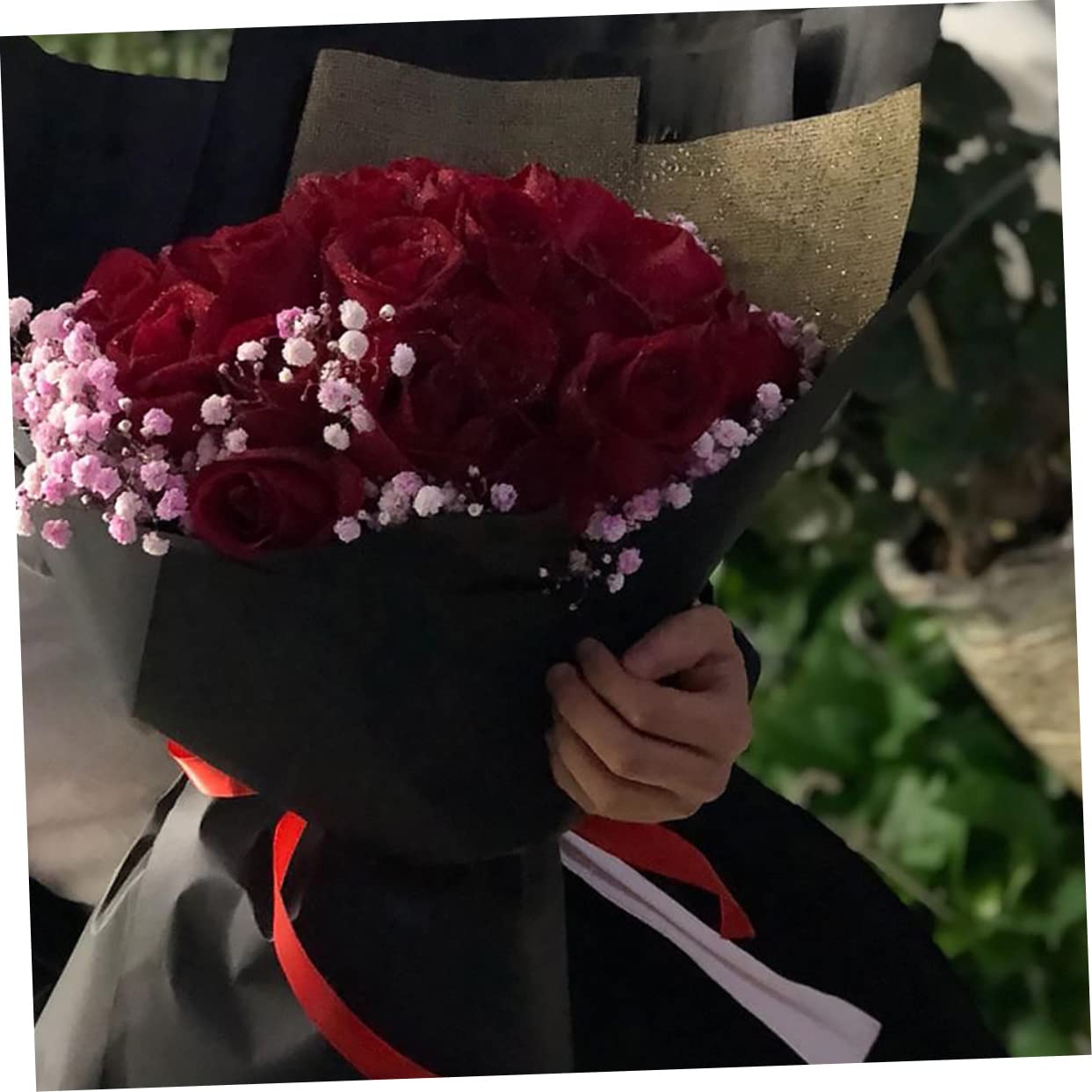 Lurrose Geschenkpapier Rolle Schwarz Kraftpapier Rolle für Geschenkverpackung Dekoratives Geschenkpapier für Bastelblumen