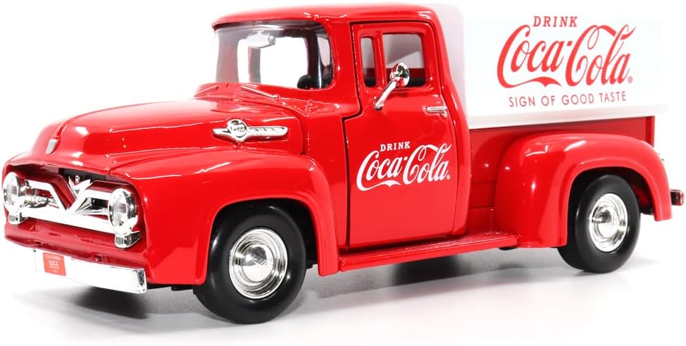 Motor city classicsCoca-Cola Diecast Collectible | 1955 Ford F-100 with Tarpaulin | 1:24 Diecast Scale Model 424050 | Officially Licensed Coca-Cola Diecast