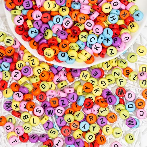 HERZWILD 500pcs Letters Beads 5×10mm Mixed Colorful Round Alphabet Black Letters Beads for Jewelry Crafts (Black-Color) - Image 3