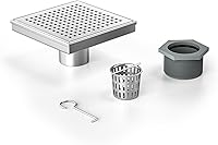 Bernkot 6" Square Shower Drain 304 Stainless Steel w/ Hair Strainer, CUPC Certified Brushed Grid Floor Drain