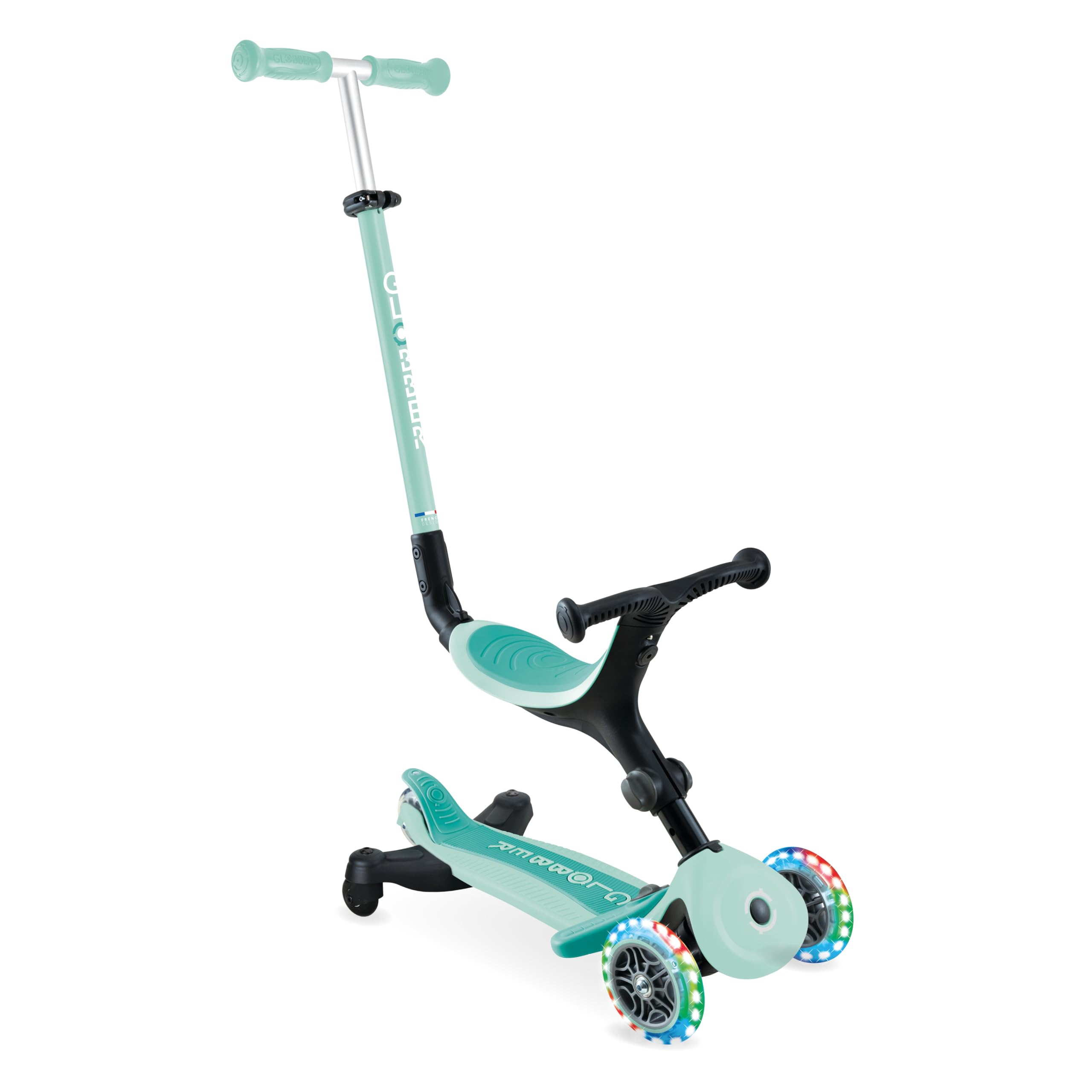 Globber Go Up Active Beleuchtung, 360 Grad, Evolutionärer Roller mit Sitz und Lichtern für Kleinkinder ab 15 Monaten