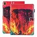 Produktbild iPad 9.7 2018 / 2017 Hülle, Apple iPad Pro 9.7 Cover, iPad Air 2 / Air Schutzhülle mit Stifthalter, Gemalt Leder [TPU innere] Flip Brieftasche Ständer mit Auto Schlaf / Wach, Elefant Crossing Feuer