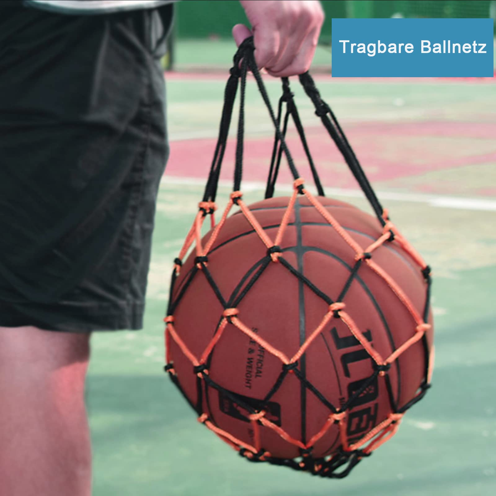 Red de Pelota Portátil, Juego de 2 Bolsas para Redes de Baloncesto, Fútbol, Transporte de Pelota, 2 Pasadores (Azul Blanco + Negro Rojo)